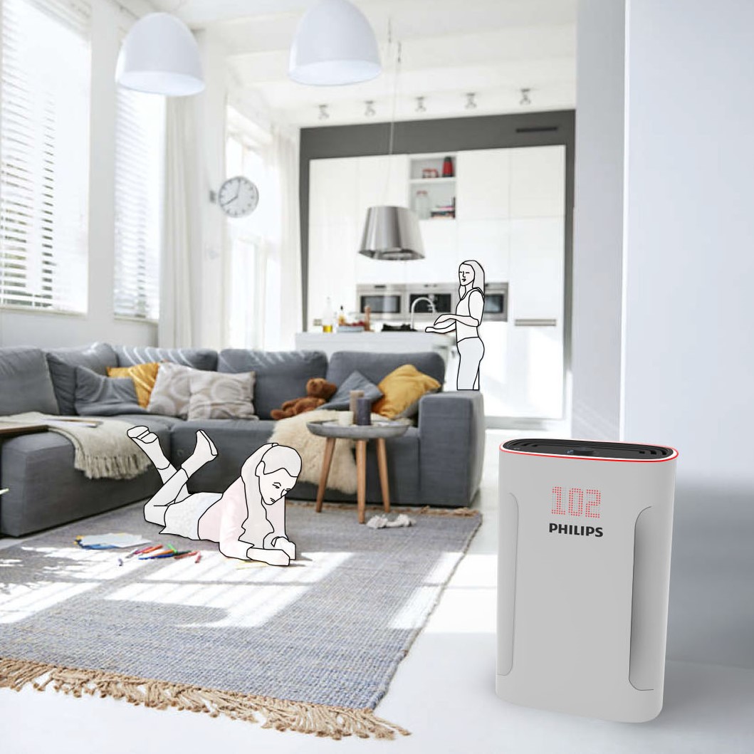 Redesigned Philips Air Purifier in action